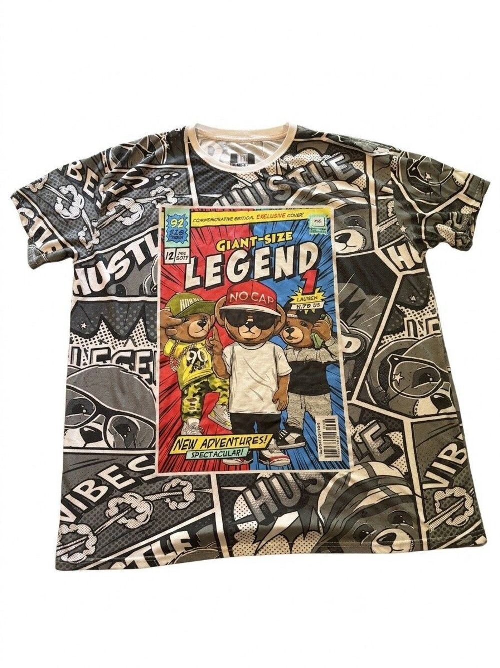 Hustle Legend Bear Graphic T-Shirt Bailey Apparel Comic OG Sz XL 18/20 Youth
